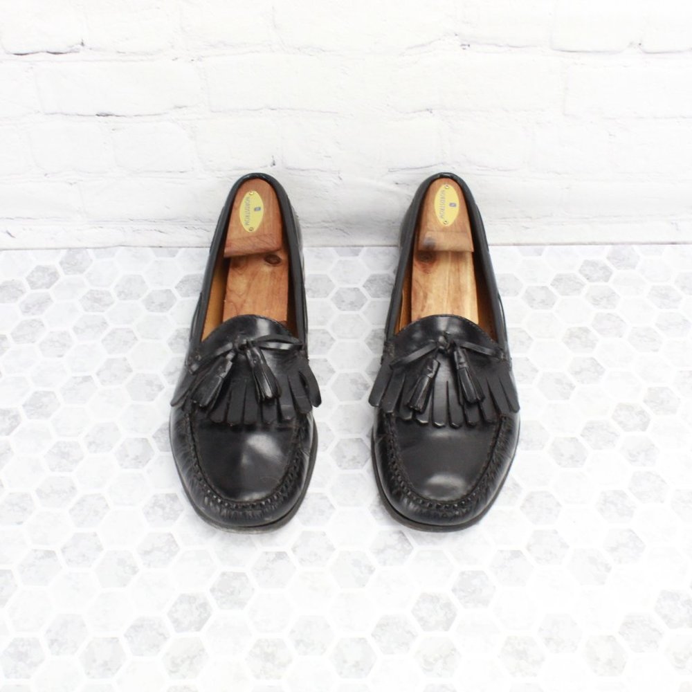 Cole Haan Black Leather Kilt Tassel Loafers Slip-on Dress Shoes Size 10 D - Picture 5 of 8
